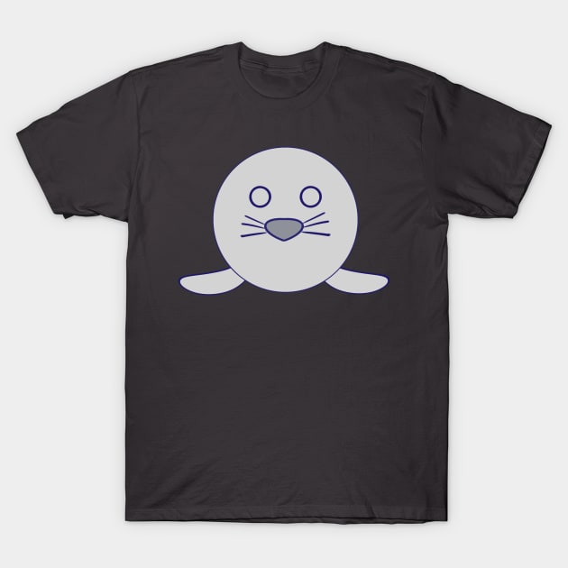 Kawaii Funny Shocked Staring Expression Grey Baby Seal T-Shirt by vystudio